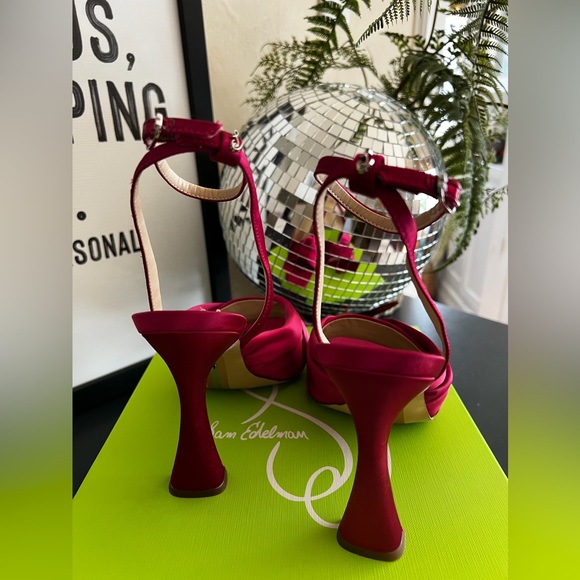Sam Edelman Raspberry Satin Heels - Picture 3 of 5